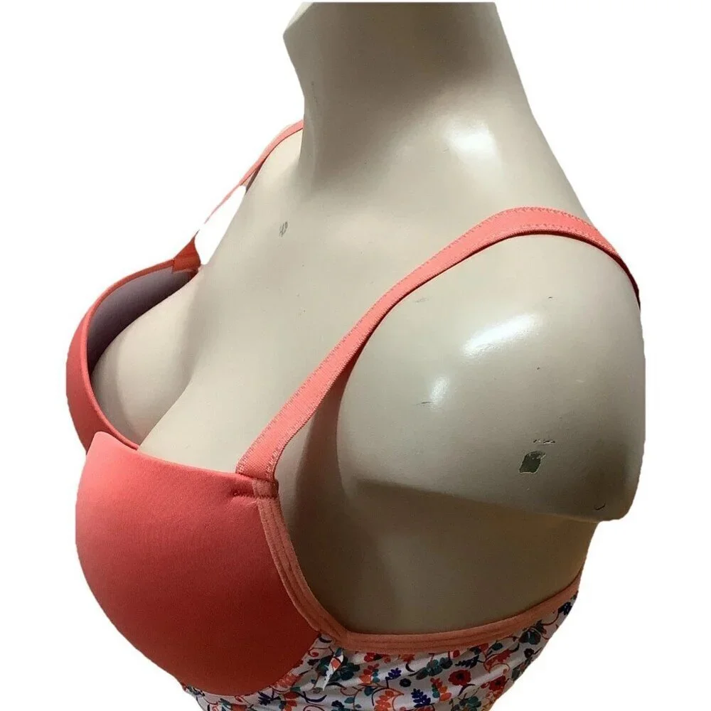 Massam Size Large Peach Floral Lace Underwire Bra. Made in Brazil New.